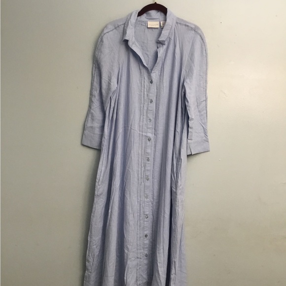 Calypso St. Barth Light Blue Button-Down Midi Dress - Picture 10 of 13